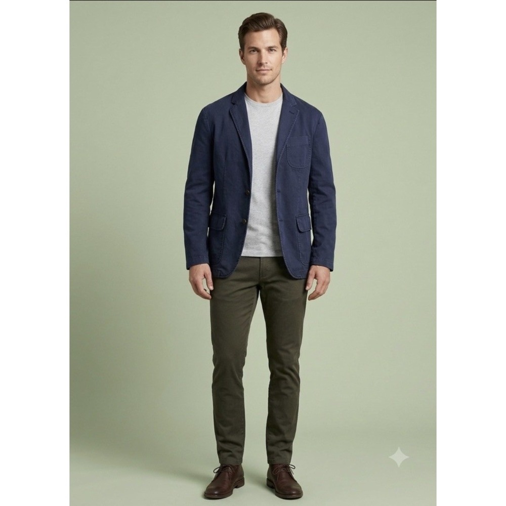 Polo Ralph Lauren Navy Washed Cotton Travel Blazer Chore Jacket Men's Size 42R